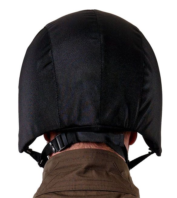 Black Avaksx helmet dressed on the head.