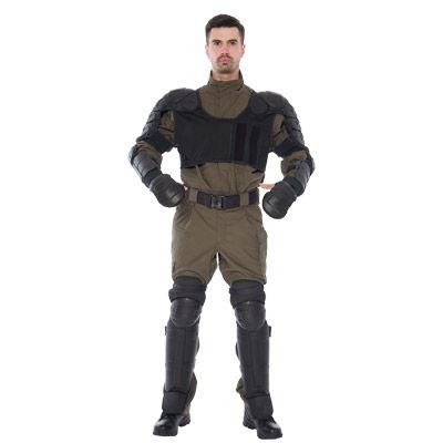 Shockproof kit Pangolin dressed on a full-length man, full-face view